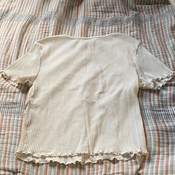 Wild Fable Cream Ruffled Crop Top - Picture 2 of 5